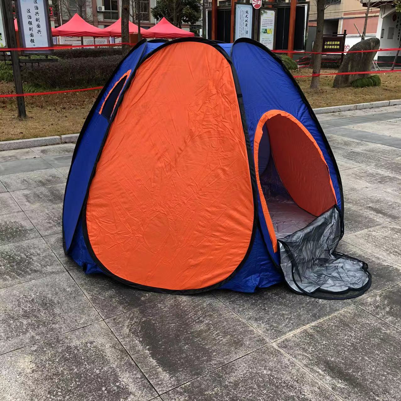 库存六角钢丝帐篷双人自动折叠速开户外钓鱼帐篷露营野营用品